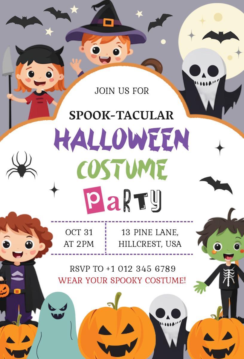 Spooktacular Halloween Themed Costume Party Invitation Template