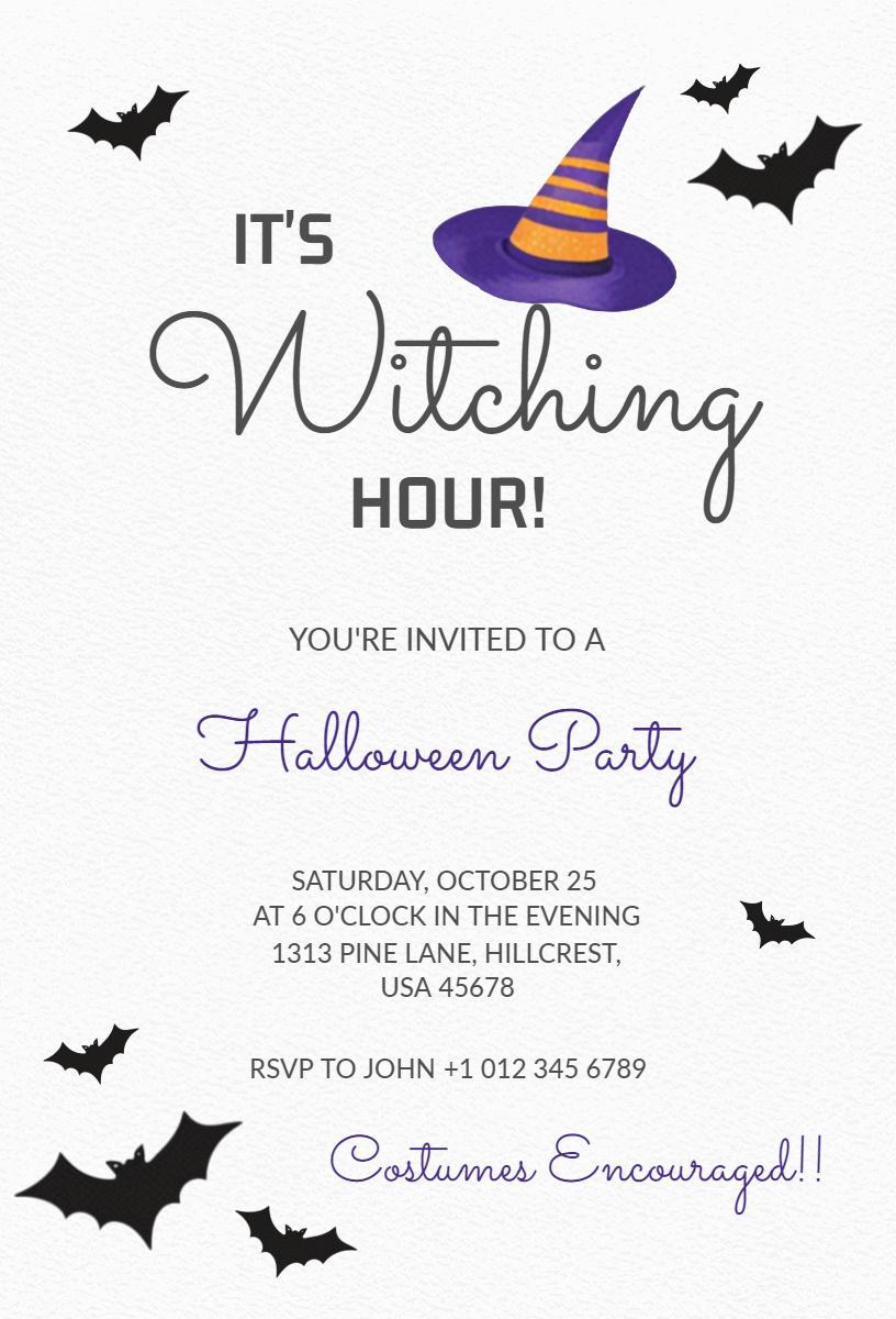 Spooktacular Halloween Witching Hour Costume Party Invitation Template