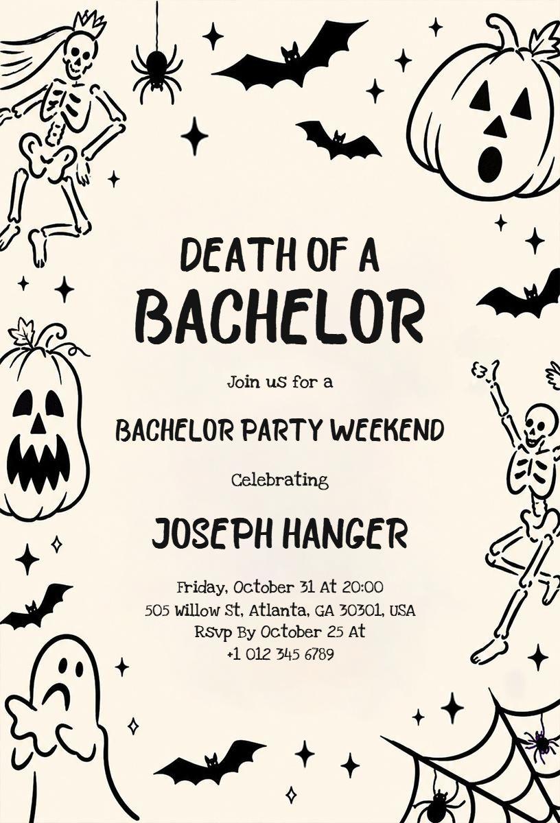 Spooky Bachelor Party Weekend Halloween Invitation Template