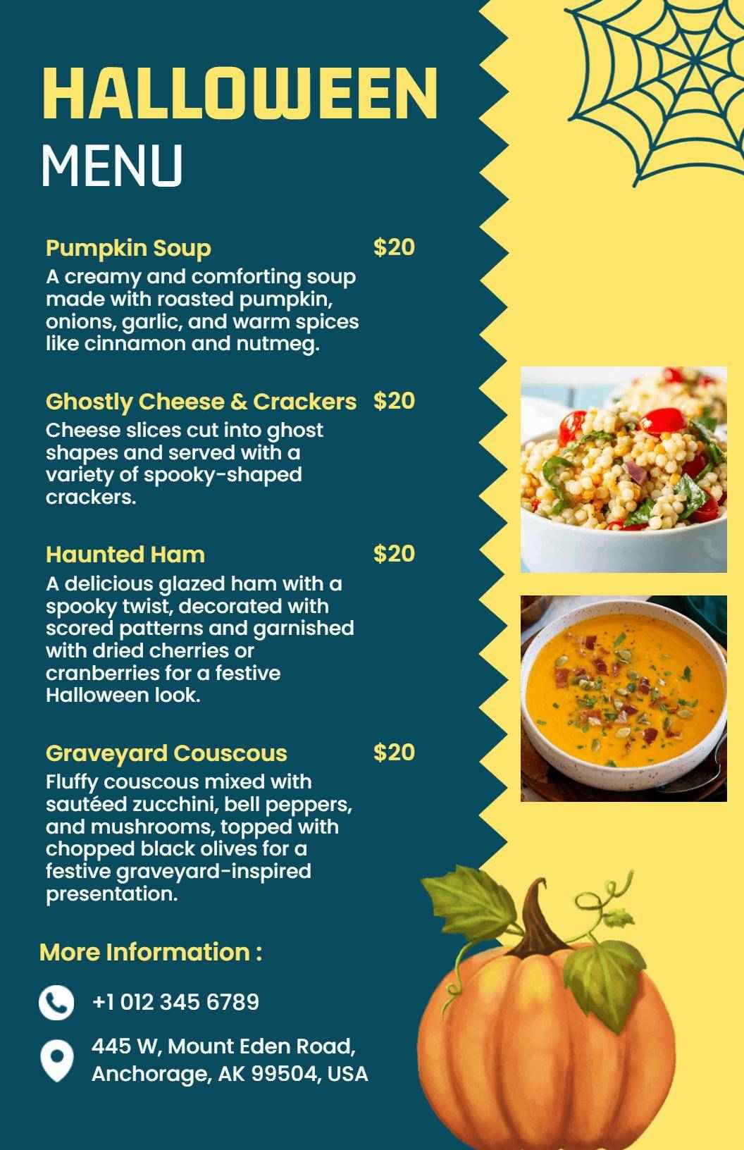 Spooky Blue Halloween Celebration Menu Template