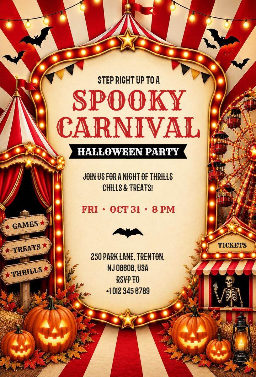 Spooky Carnival Halloween Party Invitation Template