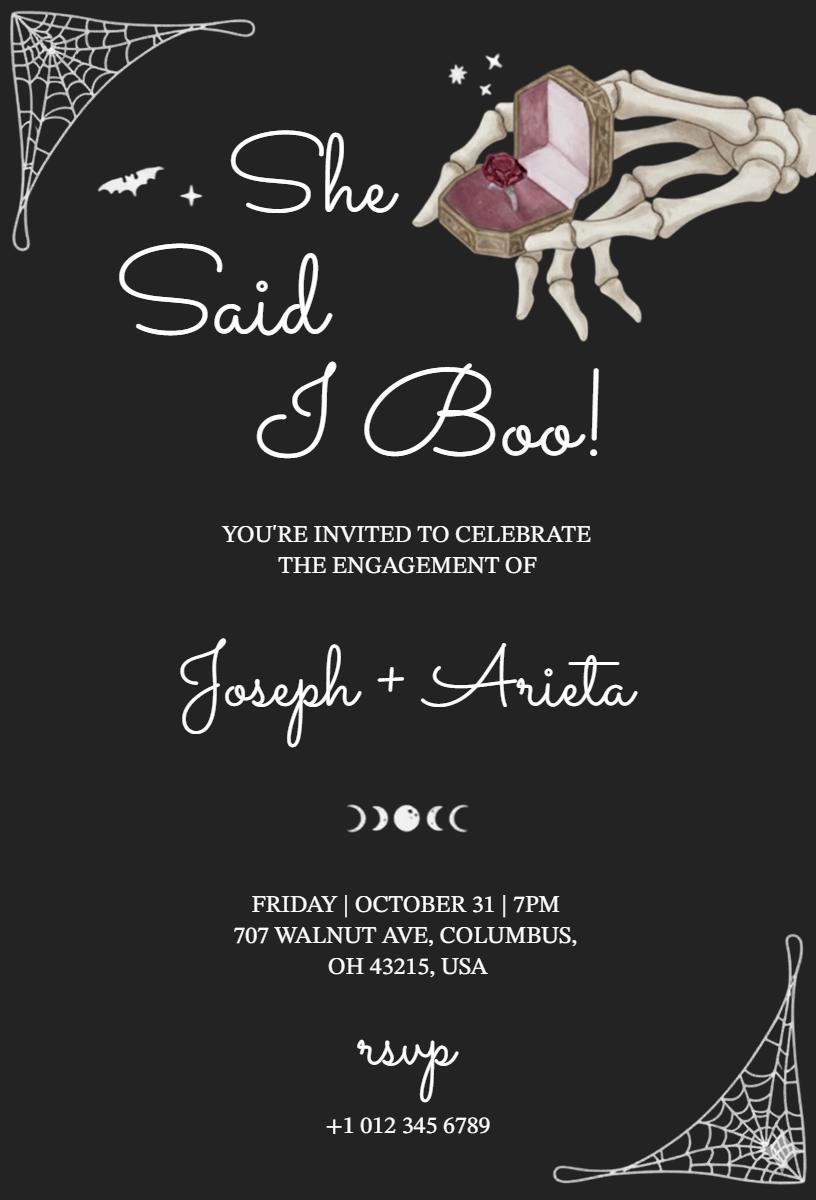 Spooky Engagement Celebration Halloween Invitation Template