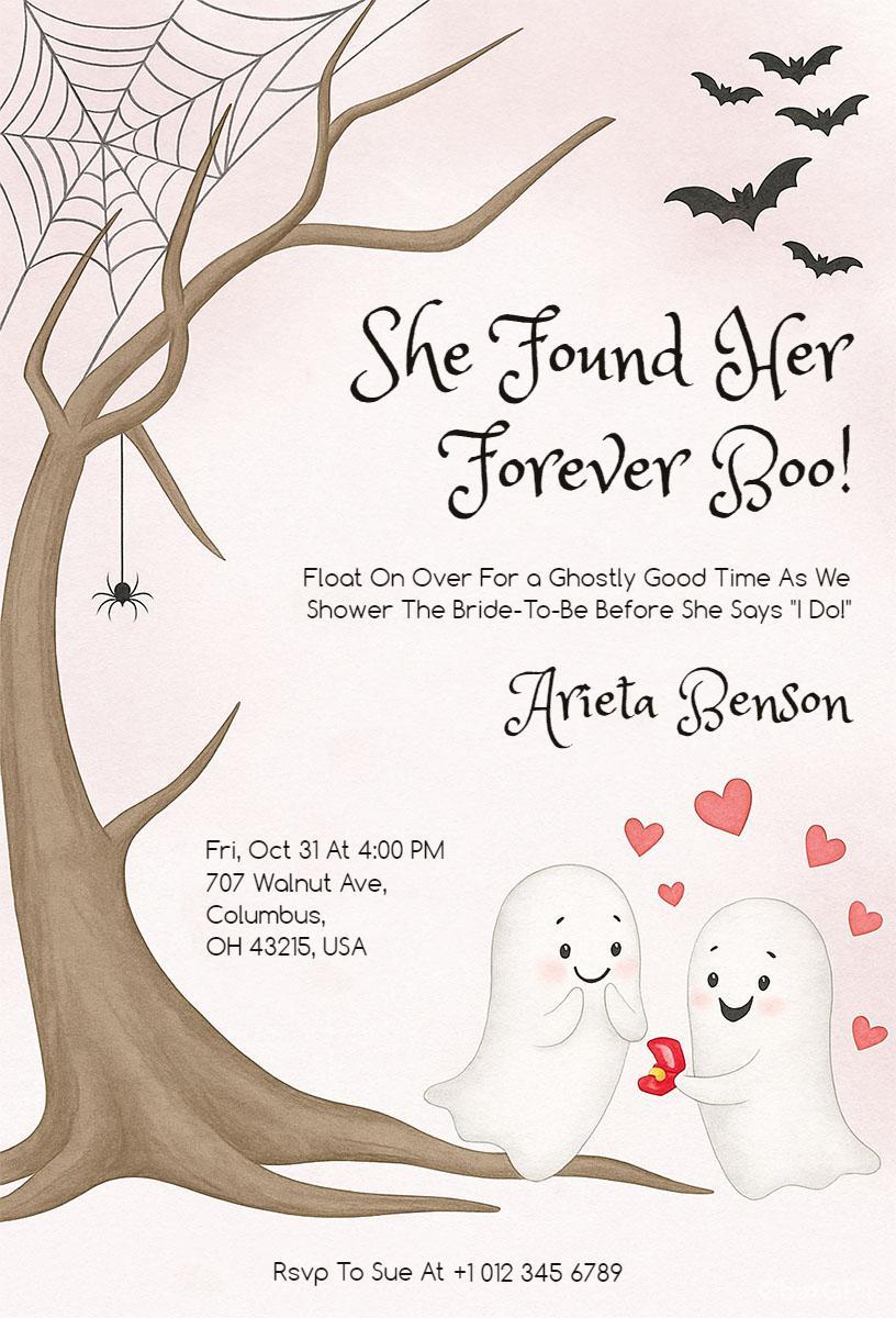 Spooky Ghost Bridal Shower Halloween Invitation Template