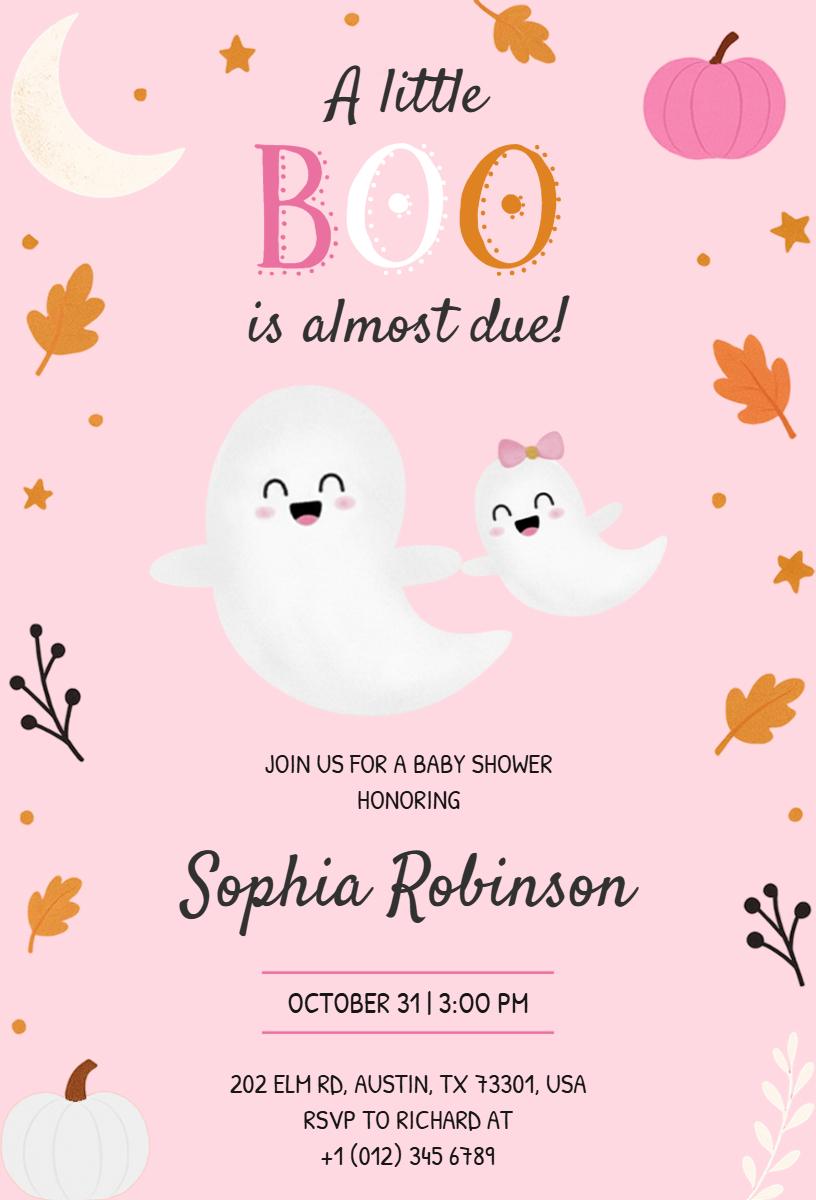 Spooky Ghost Theme Halloween Baby Shower Invitation Template