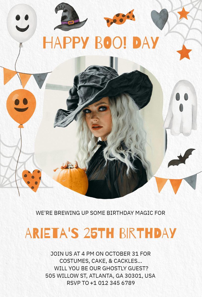 Spooky Ghostly Halloween Birthday Celebration Invitation Template