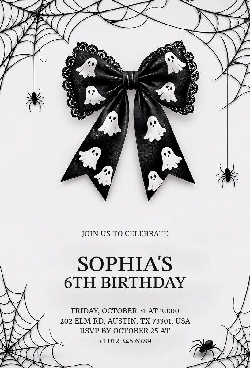 Spooky Ghosts Halloween Birthday Celebration Invitation Template