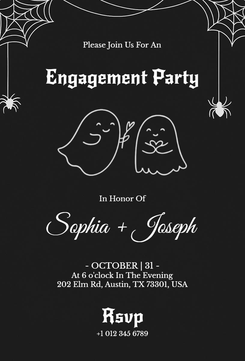 Spooky Ghosts Halloween Engagement Celebration Invitation Template