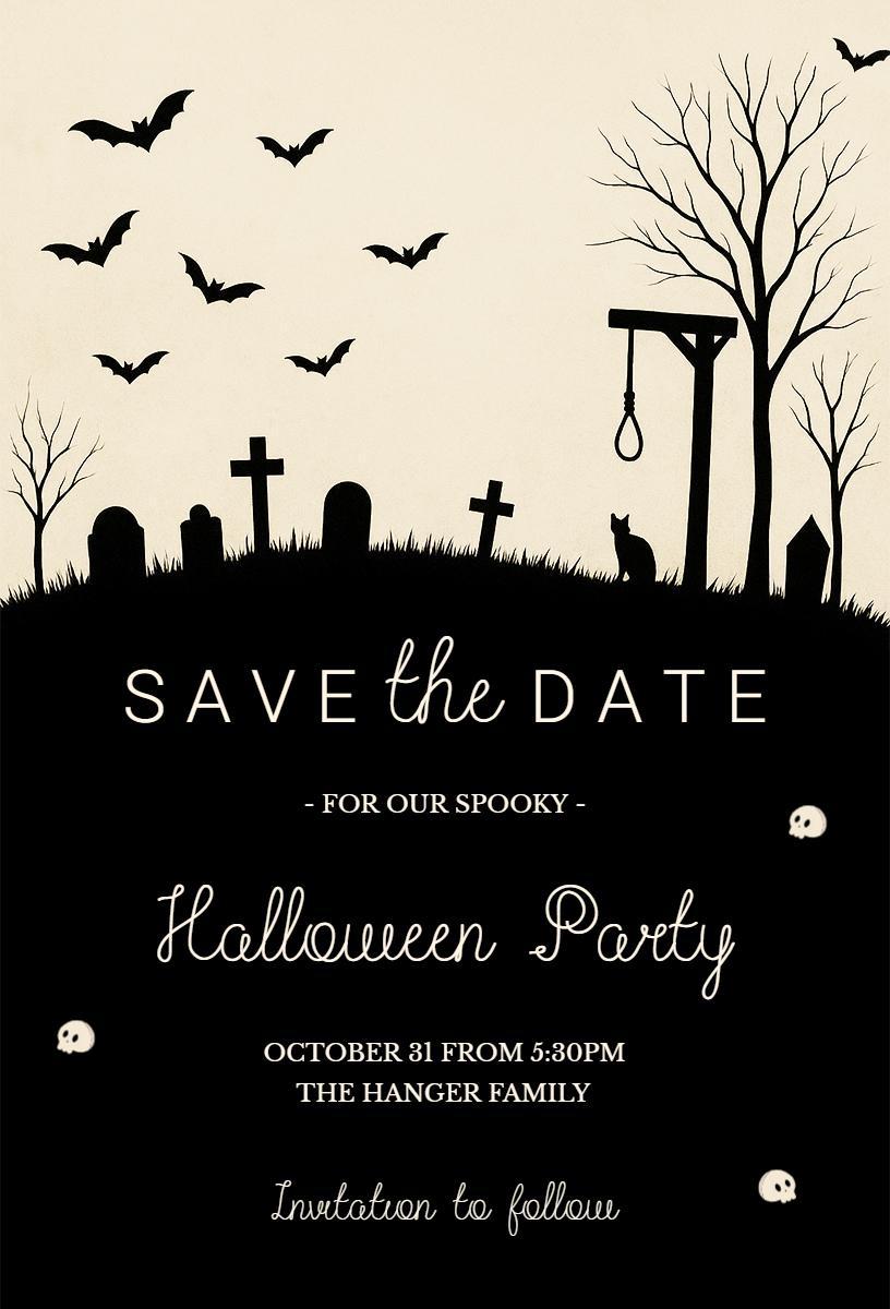 Spooky Graveyard Halloween Party Celebration Invitation Template
