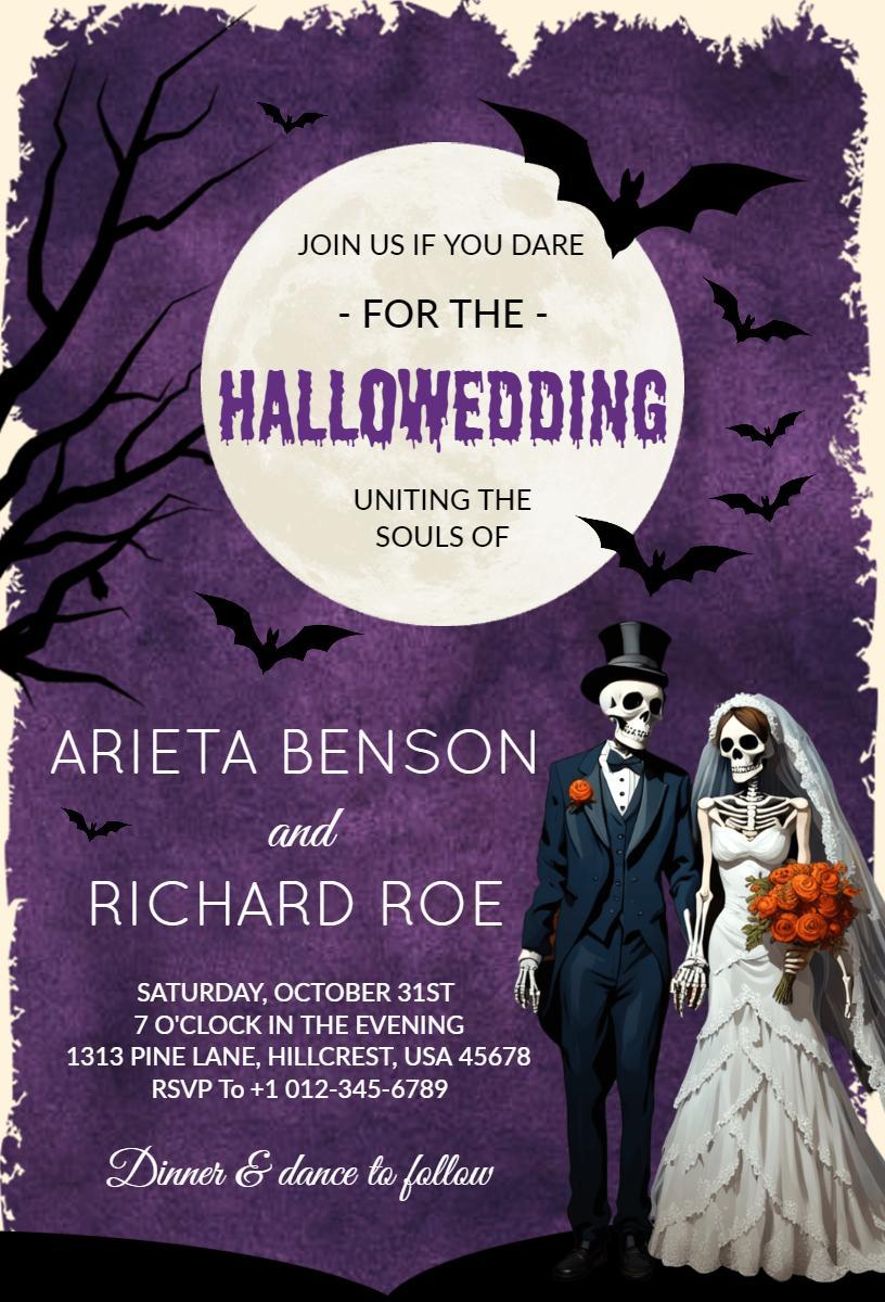 Spooky Hallowedding Halloween Wedding Celebration Invitation Template