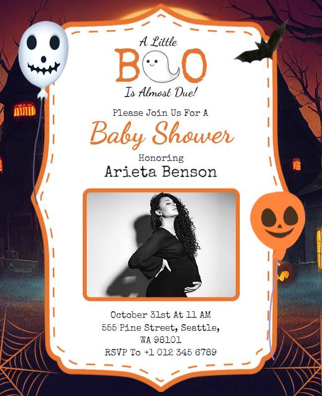 Spooky Halloween Baby Shower Invitation Poster Template