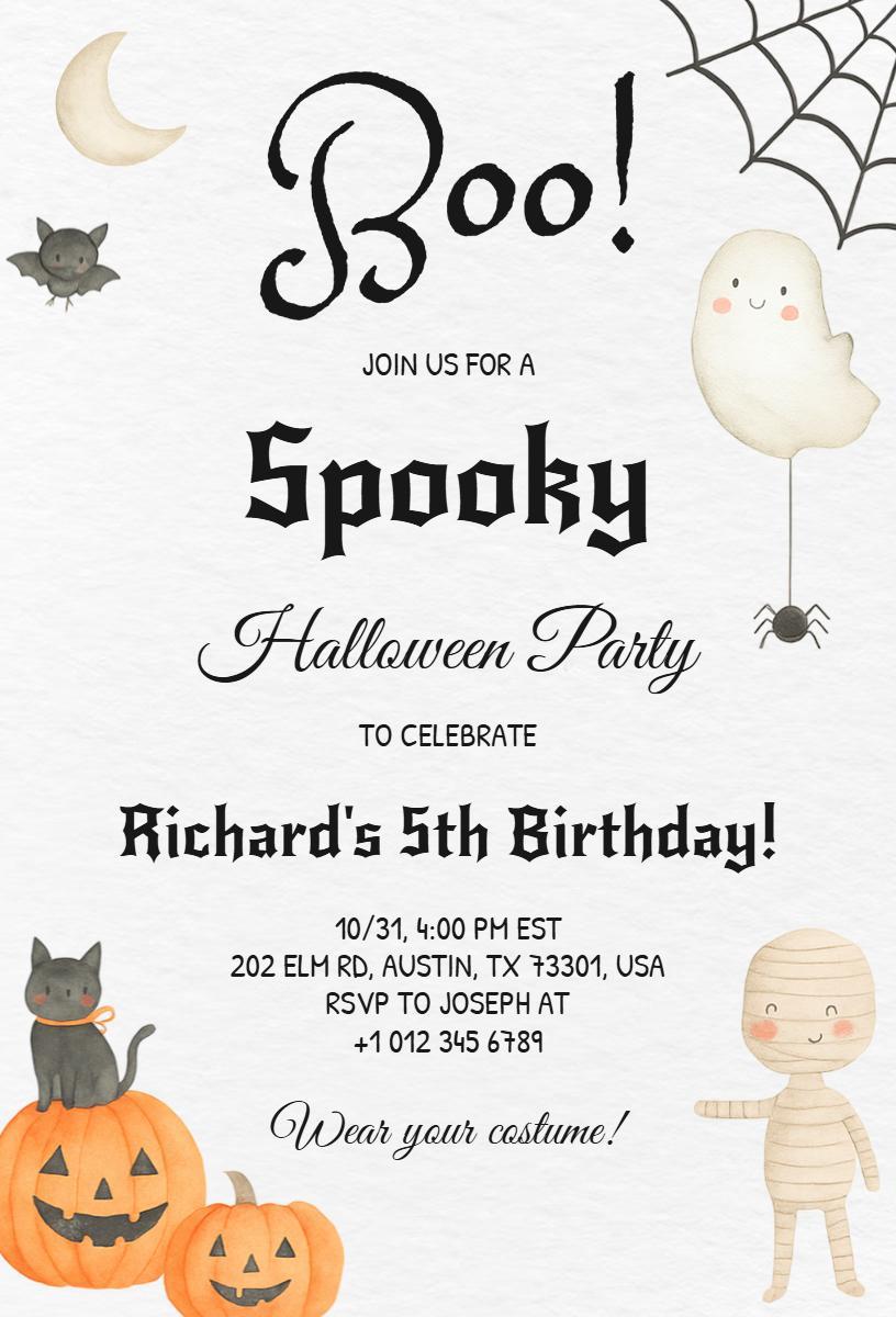 Spooky Halloween Birthday Celebration Invitation Template