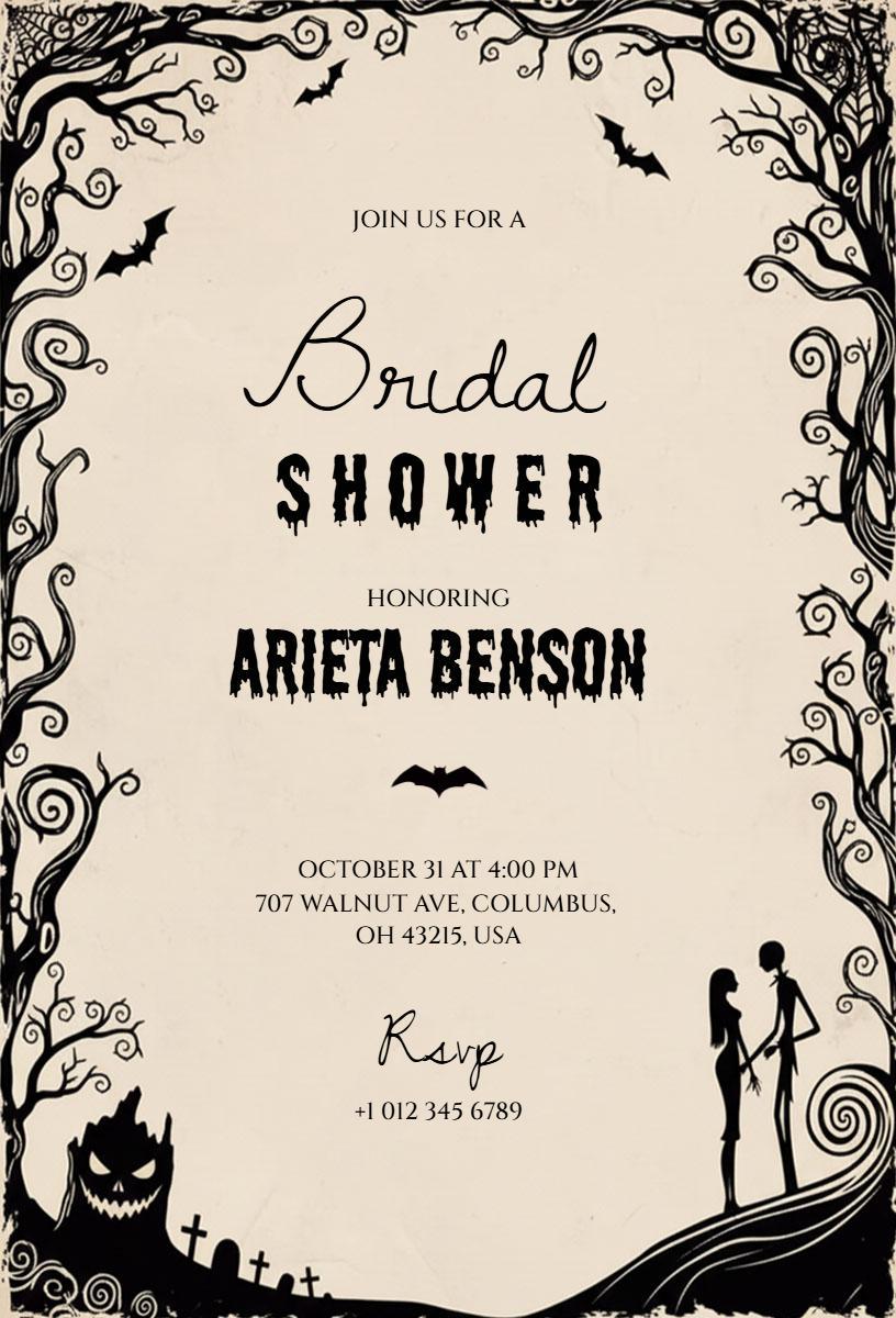 Spooky Halloween Bridal Shower Celebration Invitation Template