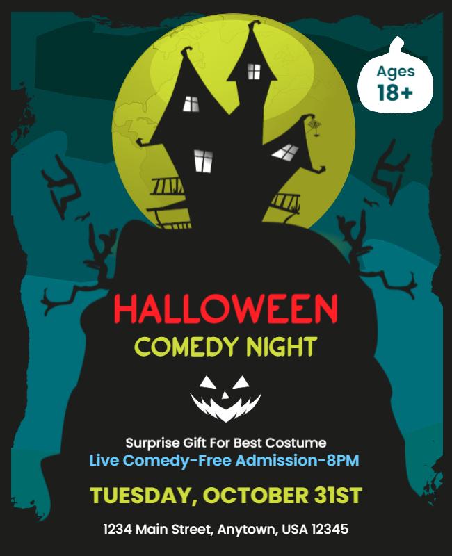 Spooky Halloween Comedy Night Event Poster Template