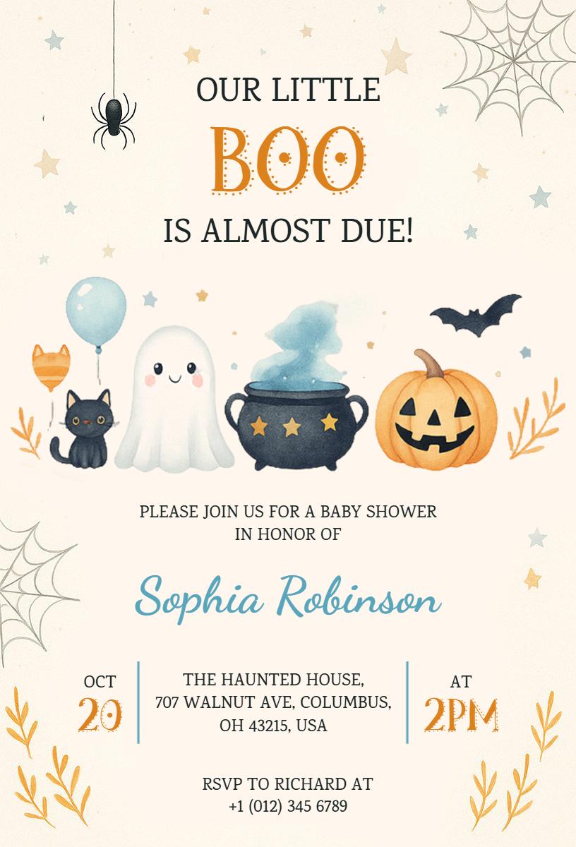 Spooky Halloween Costume Baby Shower Celebration Invitation Template