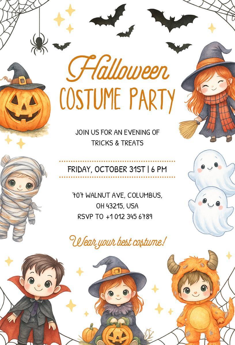 Spooky Halloween Costume Party Festivities Invitation Template