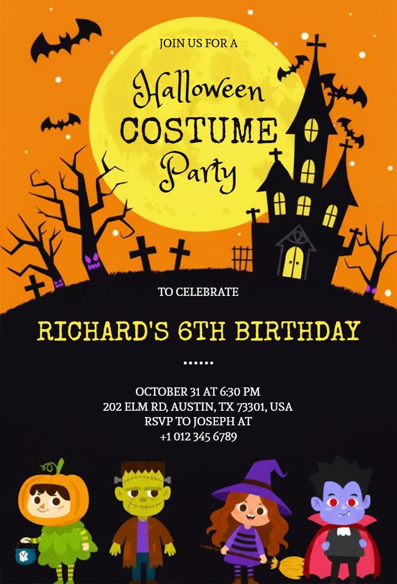 Spooky Halloween Costume Party Fun Invitation Template