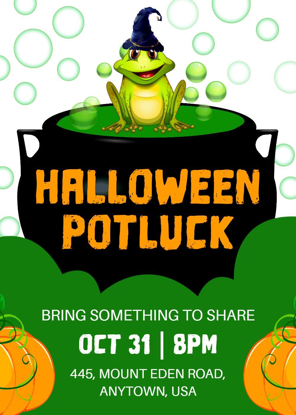 Spooky Halloween Costume Potluck Celebration Invitation Template