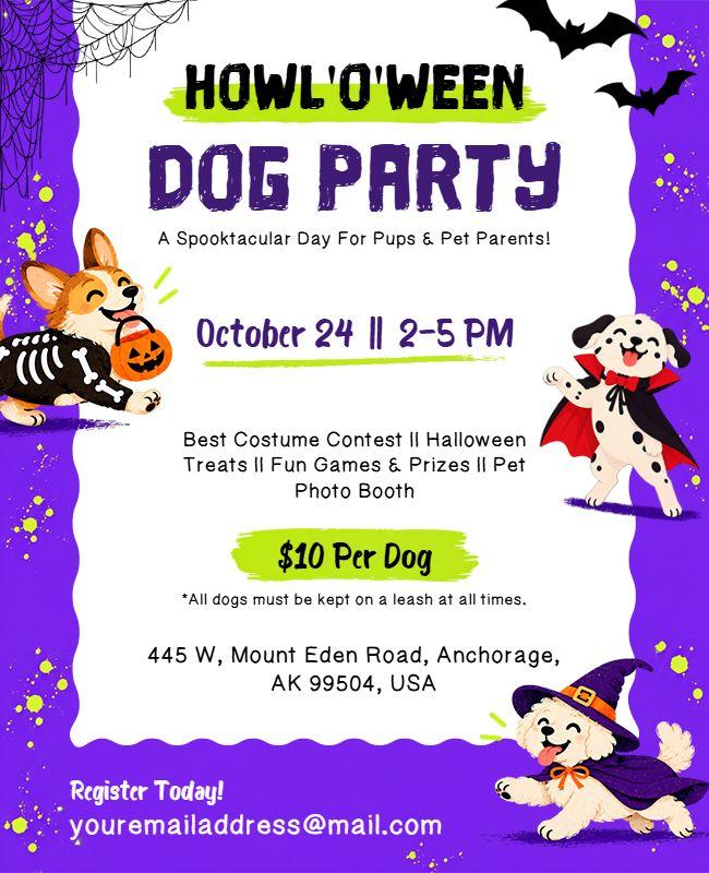 Spooky Halloween Dog Costume Party Flyer Template
