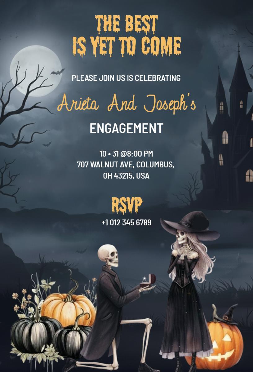 Spooky Halloween Engagement Celebration Invitation Template