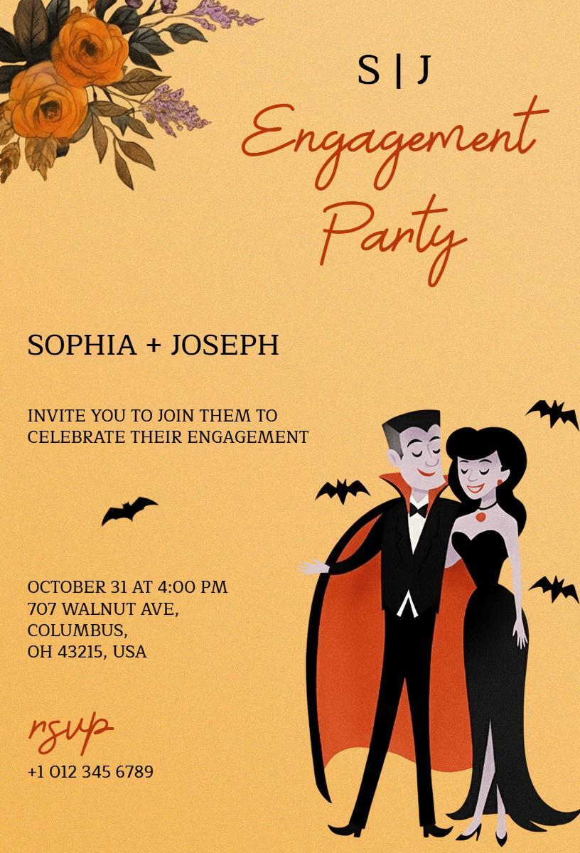 Spooky Halloween Engagement Party Celebration Invitation Template