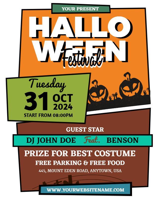 Spooky Halloween Festival Celebration Poster Template
