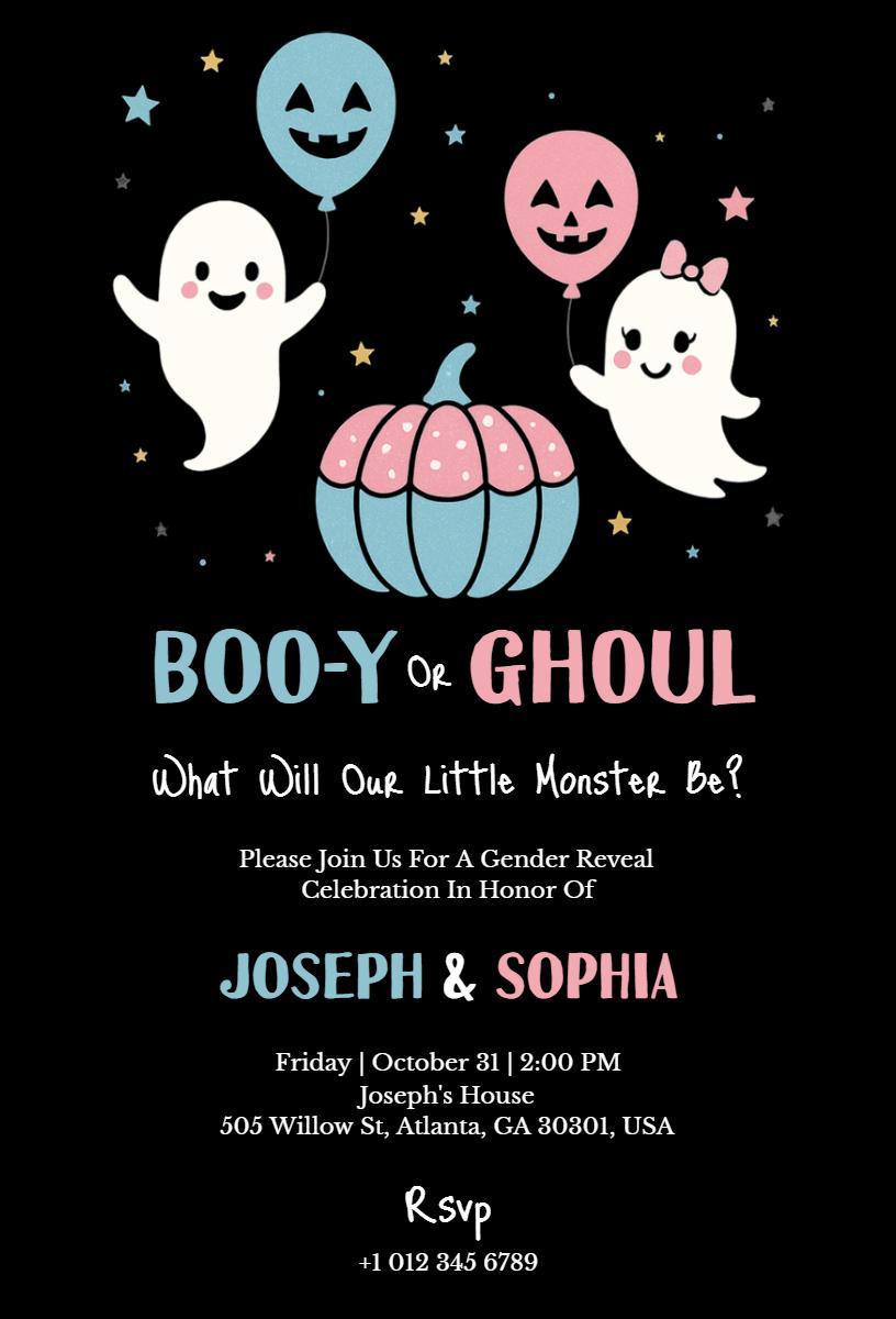 Spooky Halloween Gender Reveal Celebration Invitation Template