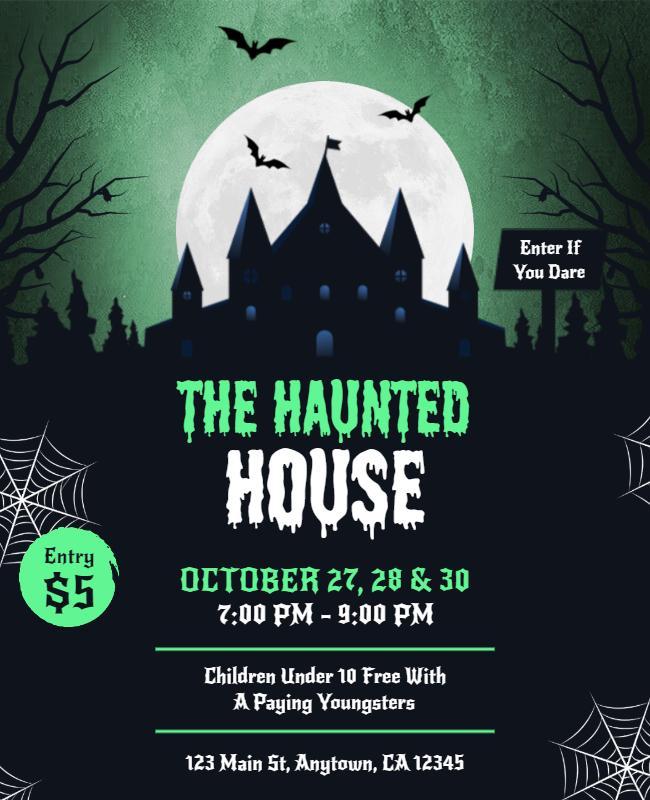 Spooky Halloween Haunted House Event Flyer Template