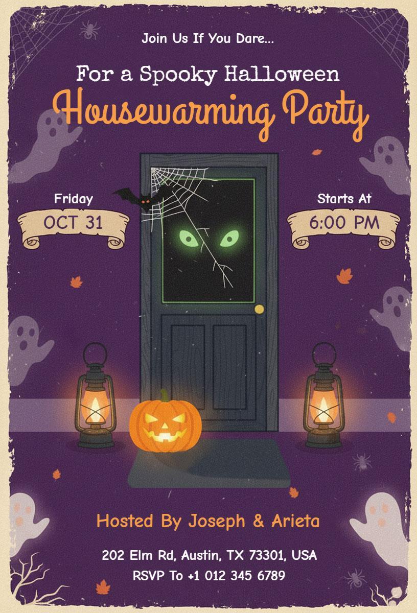 Spooky Halloween Housewarming Celebration Invitation Template