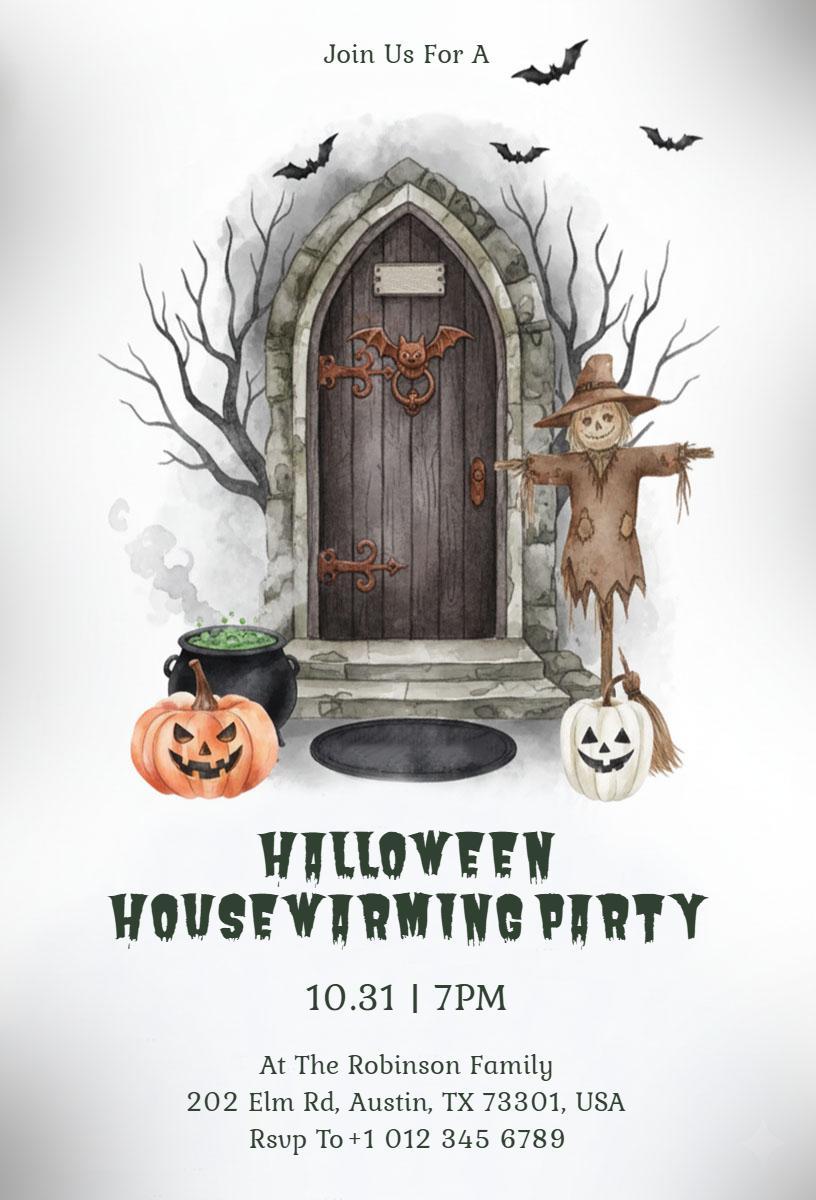 Spooky Halloween Housewarming Party Invitation Template