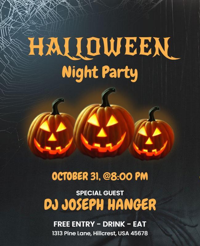 Spooky Halloween Night Party with Jack-O'-Lanterns Poster Template