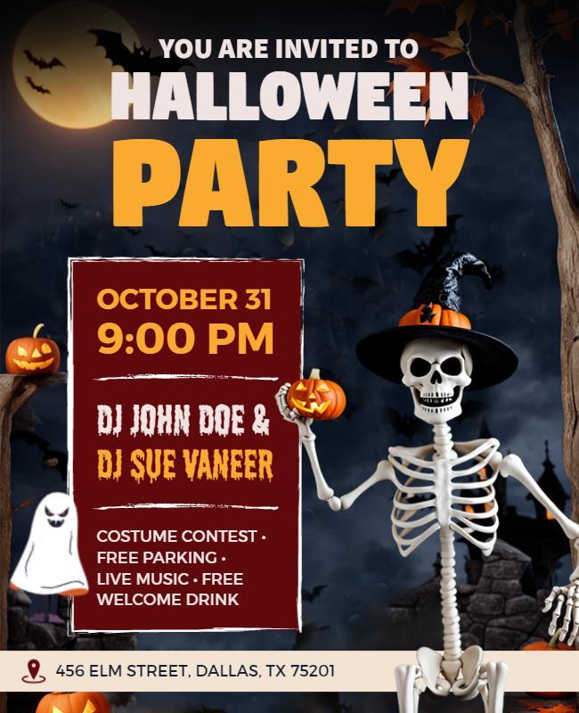 Spooky Halloween Party Invitation Flyer Template