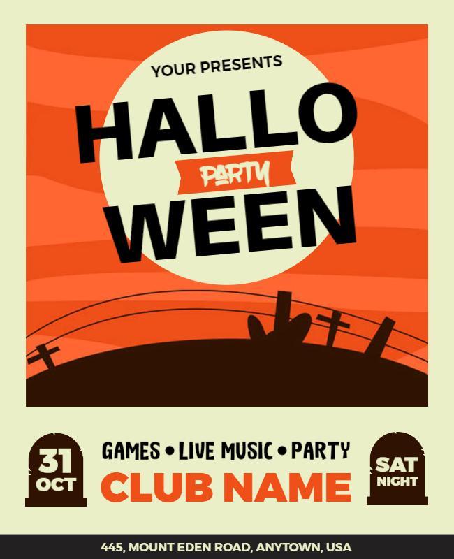 Spooky Halloween Party with Games and Live Music Poster Template
