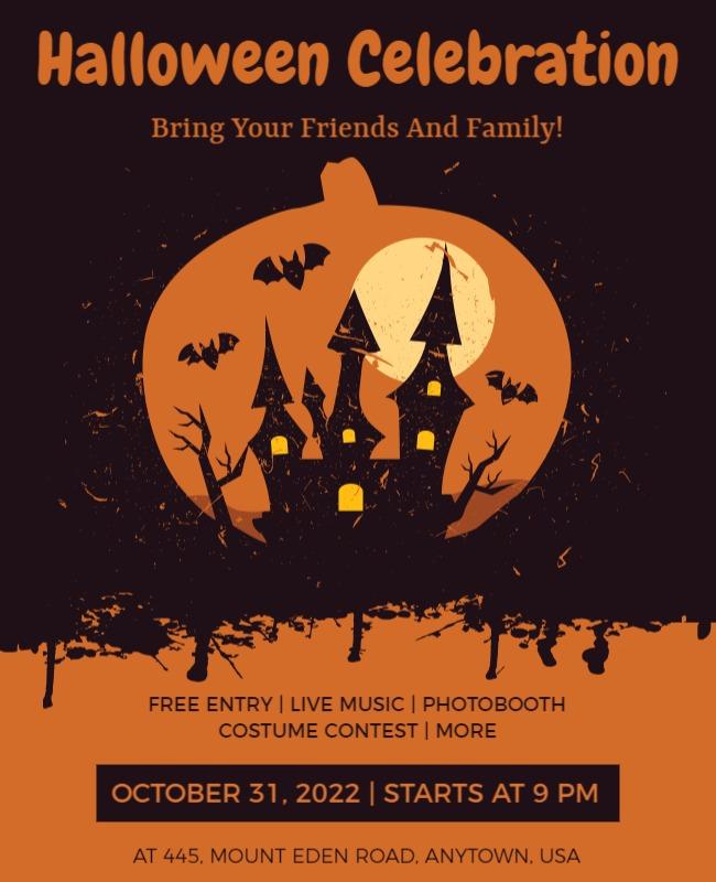Spooky Halloween Pumpkin Celebration Party Poster Template