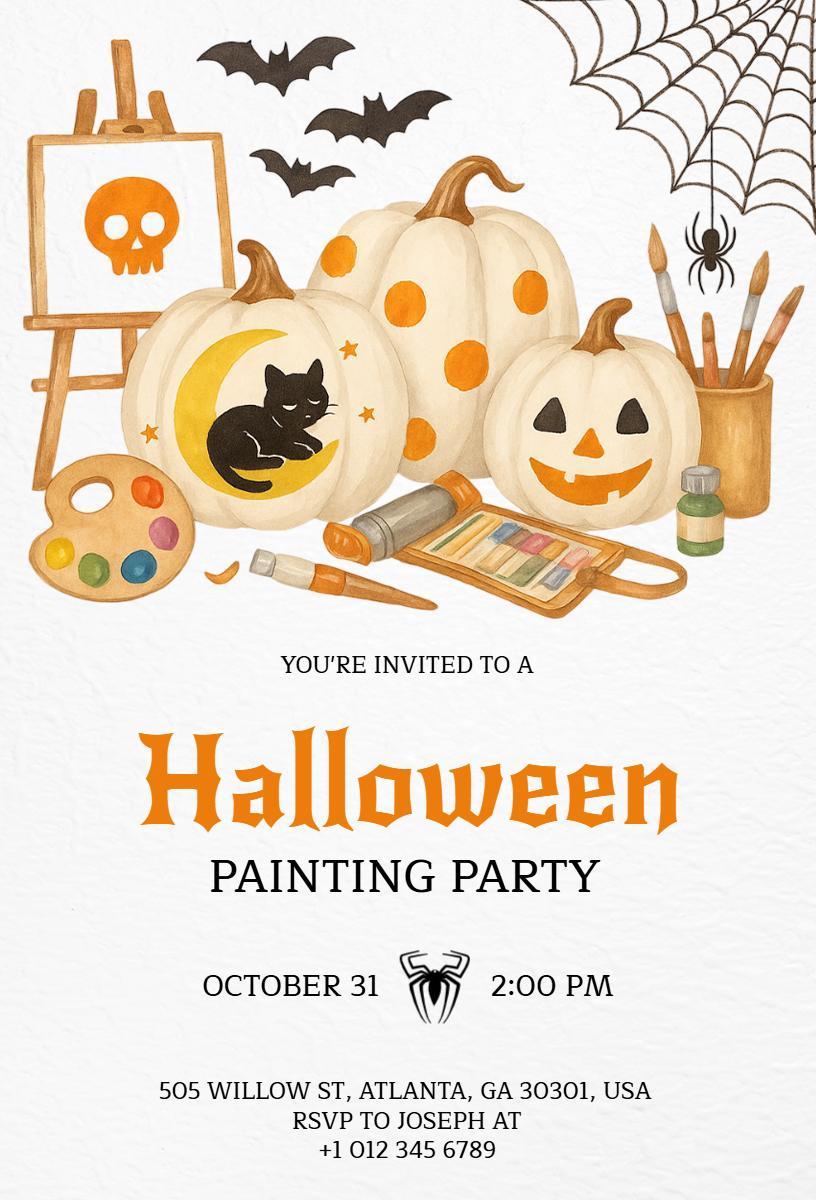 Spooky Halloween Pumpkin Painting Party Invitation Template