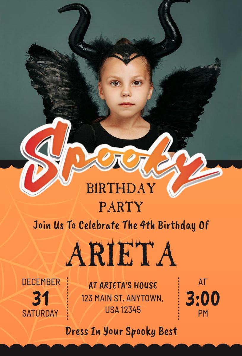 Spooky Halloween Themed Birthday Celebration Invitation Template