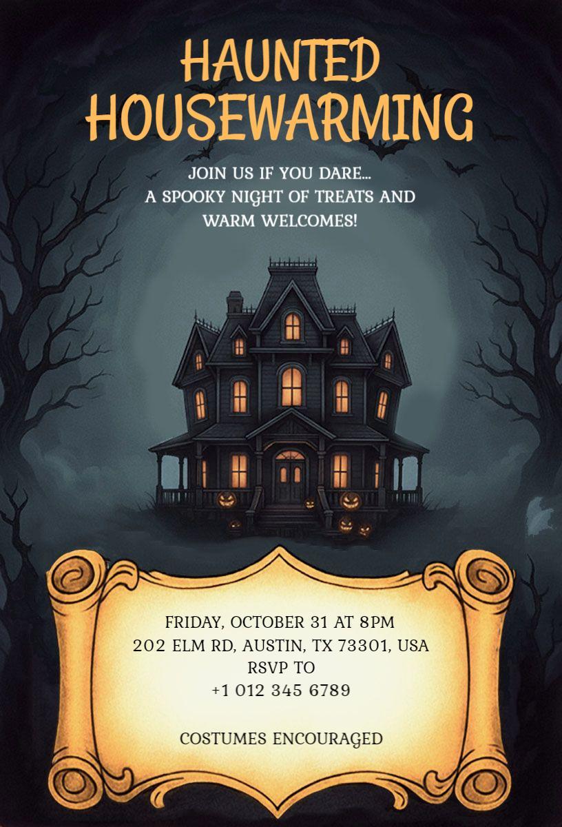 Spooky Haunted Housewarming Celebration Invitation Template