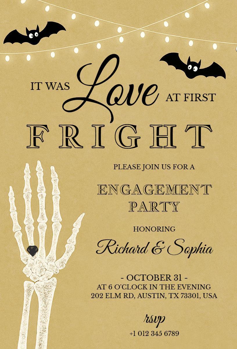 Spooky Love at First Fright Engagement Party Invitation Template