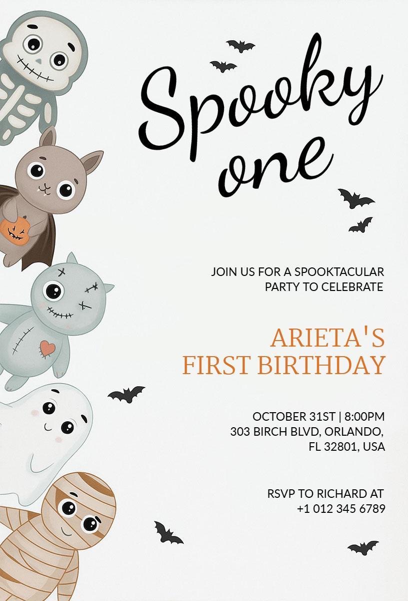 Spooky One Halloween Birthday Celebration Invitation Template