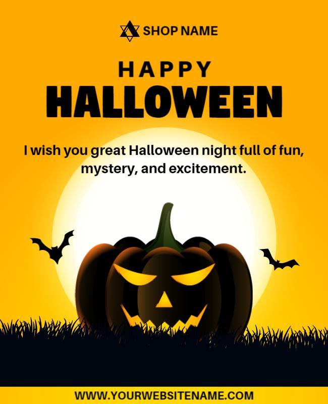 Spooky Orange Halloween Pumpkin Celebration Flyer Template
