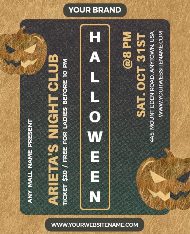 Spooky Pumpkin-Themed Halloween Night Club Party Poster Template
