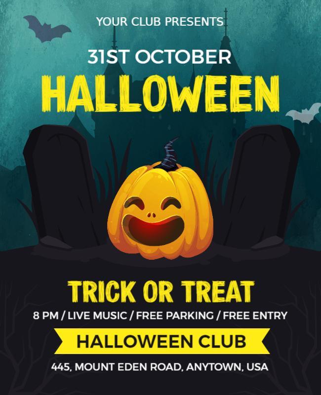Spooky Pumpkin Themed Halloween Trunk or Treat Flyer Template