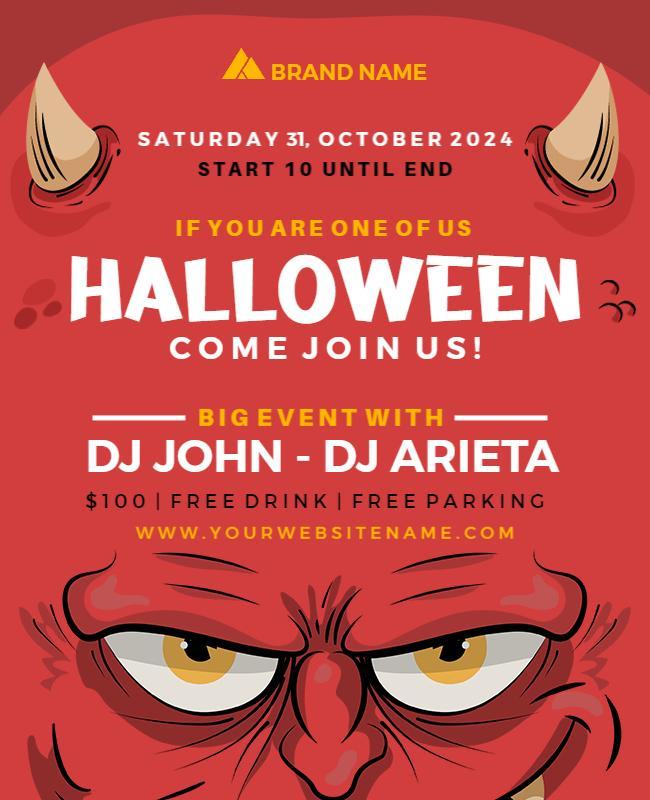 Spooky Red Halloween Party Invitation Poster Template
