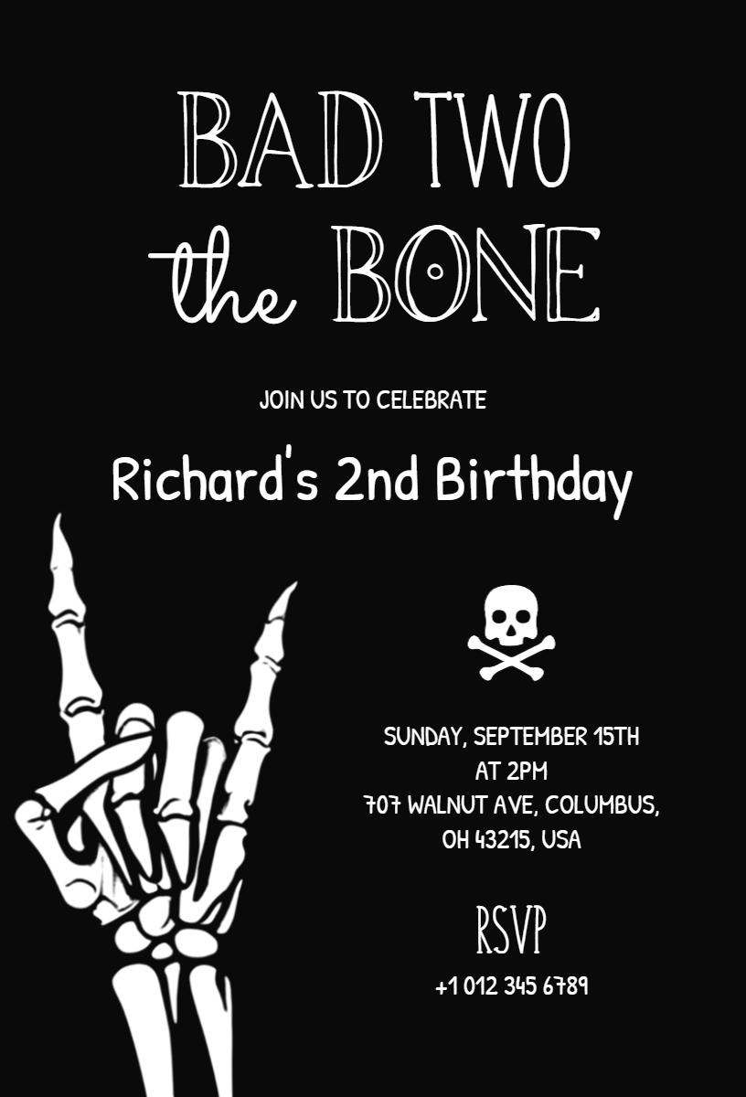 Spooky Skeleton Halloween Birthday Celebration Invitation Template