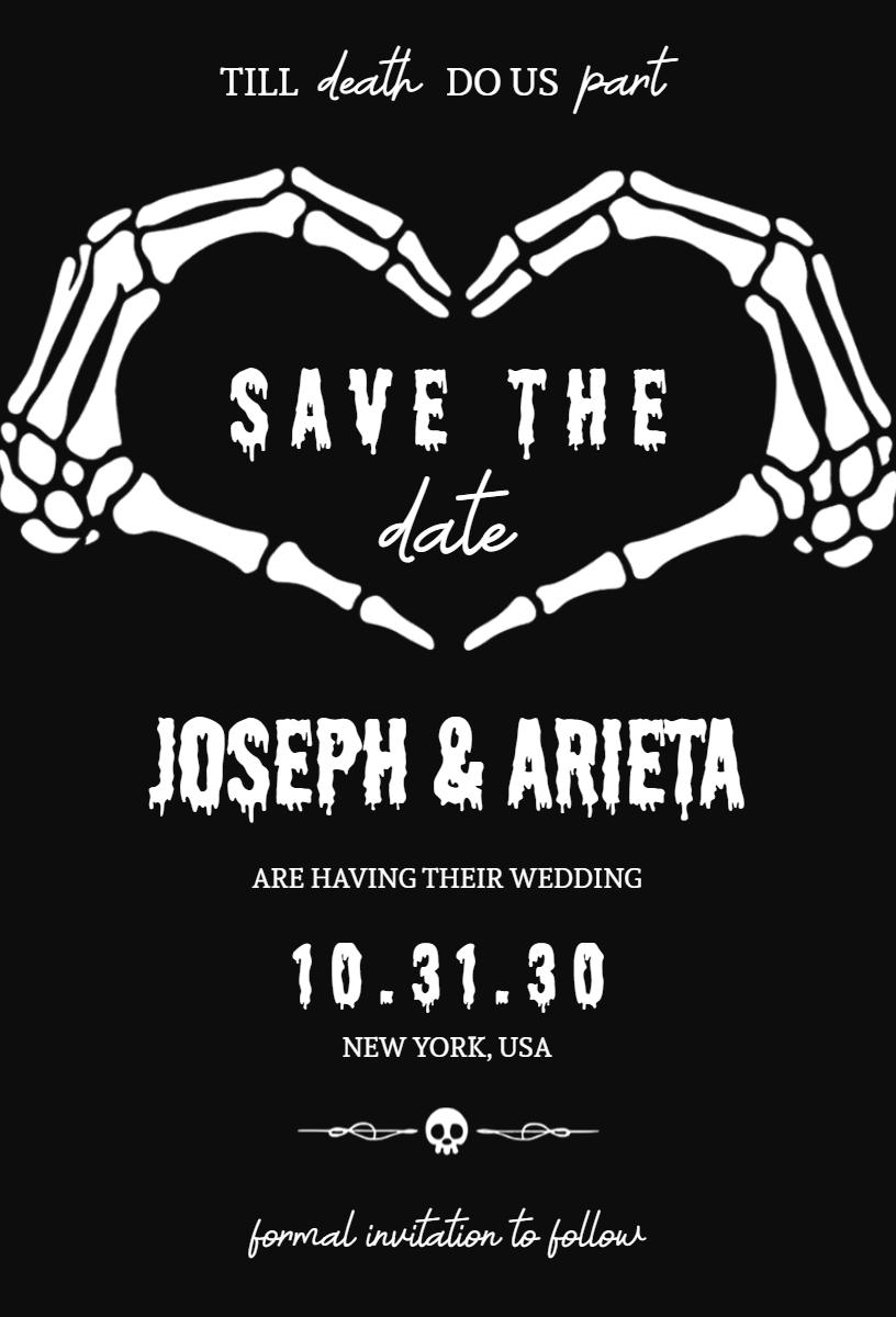 Spooky Skeleton Love Halloween Wedding Invitation Template