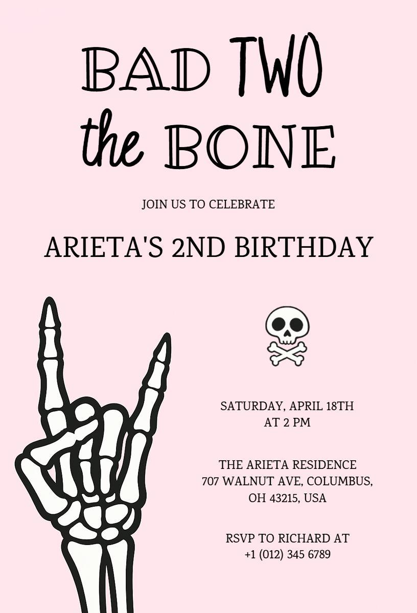 Spooky Skeleton Theme Halloween Birthday Invitation Template