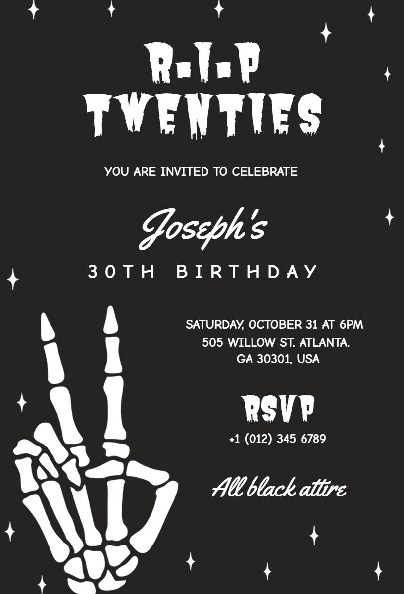 Spooky Twenties Halloween Birthday Celebration Invitation Template