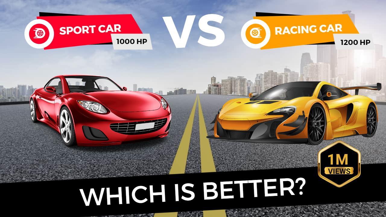 Sport Car vs Racing Car Showdown YouTube Thumbnail Template
