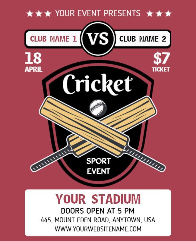 Sport-Themed Cricket Match Event Poster Template
