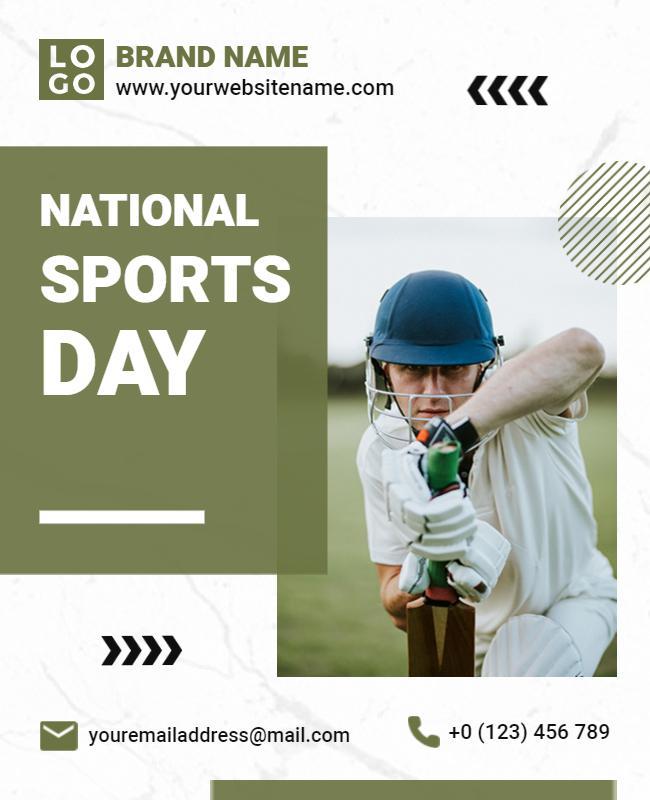 Sport-Themed Green National Sports Day Celebration Poster Template