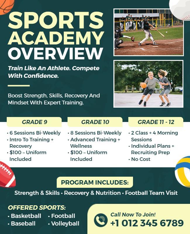 Sports Academy Training Overview Flyer Template